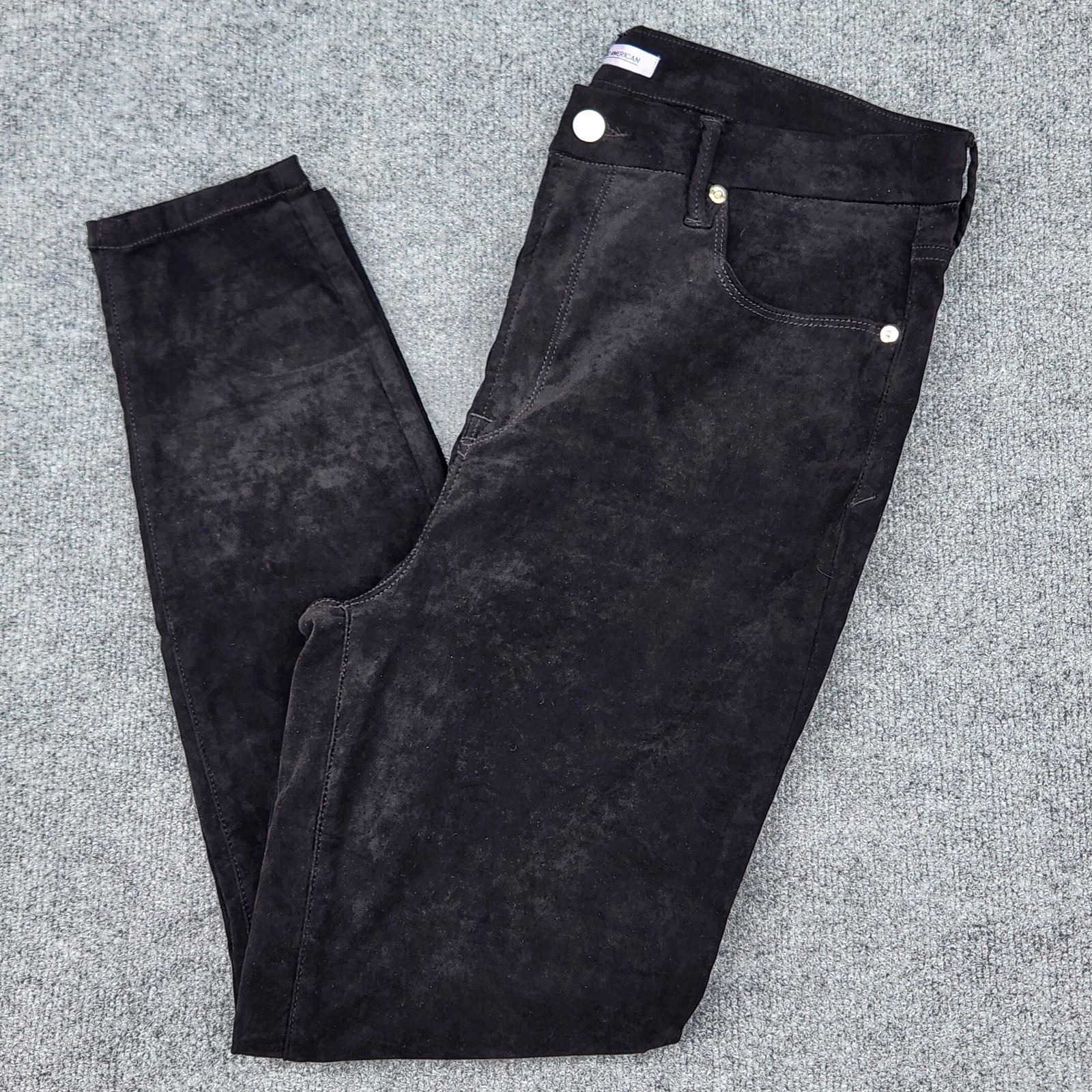 Womens Good American Good Legs Faux Suede Black Pants Skinny Stretch Size 16